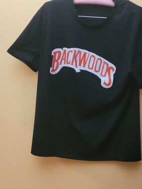 Backwoods Black Graphic Tee with Red Logo